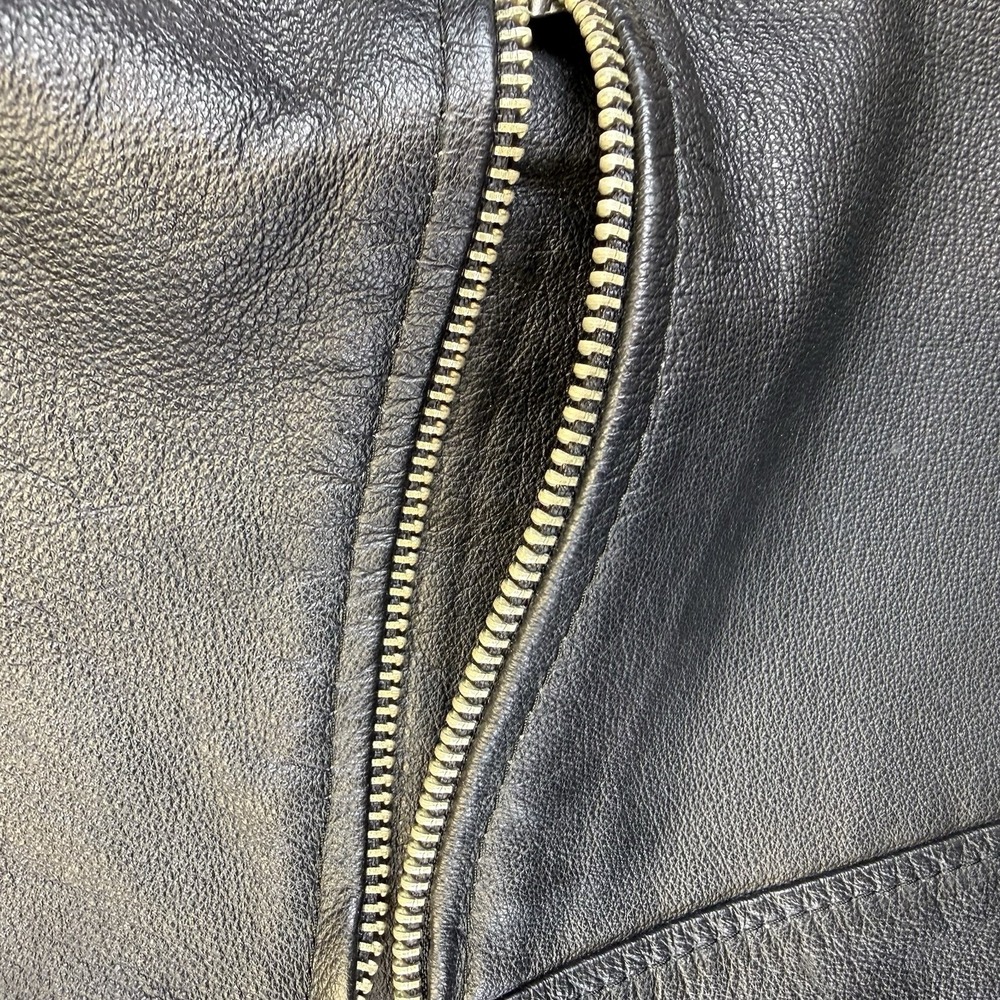 Venezia Genuine Leather Black Zip Front Biker Vest | Plus Size 22/24 - Picture 6 of 6